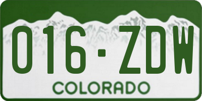 CO license plate 016ZDW