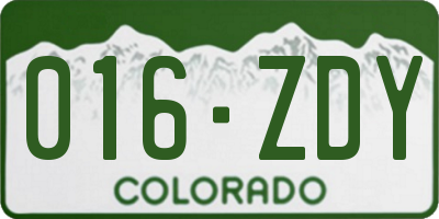 CO license plate 016ZDY