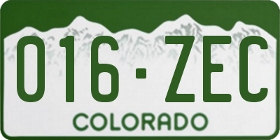 CO license plate 016ZEC