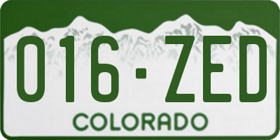 CO license plate 016ZED