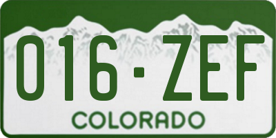 CO license plate 016ZEF