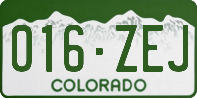 CO license plate 016ZEJ