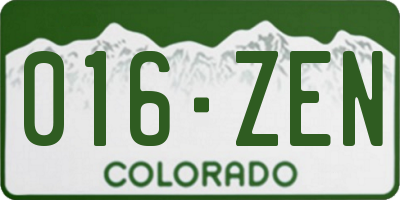 CO license plate 016ZEN