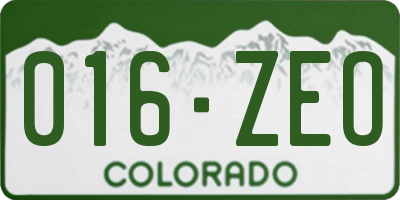 CO license plate 016ZEO