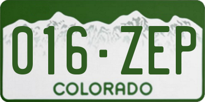 CO license plate 016ZEP