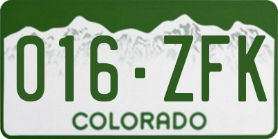 CO license plate 016ZFK
