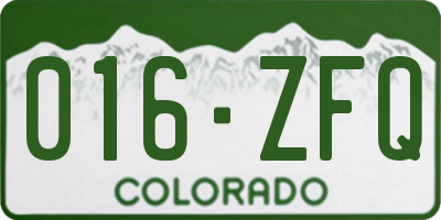 CO license plate 016ZFQ