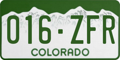 CO license plate 016ZFR