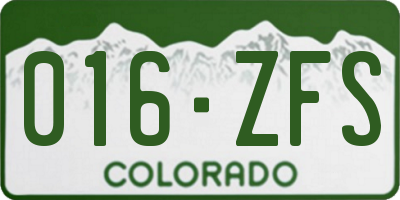 CO license plate 016ZFS
