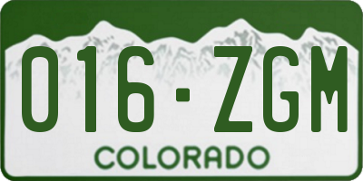 CO license plate 016ZGM