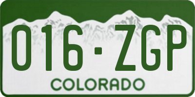CO license plate 016ZGP
