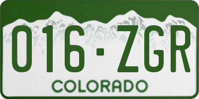 CO license plate 016ZGR