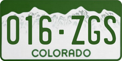 CO license plate 016ZGS
