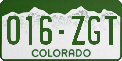 CO license plate 016ZGT