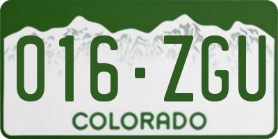 CO license plate 016ZGU