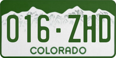 CO license plate 016ZHD