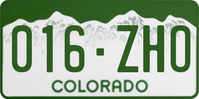 CO license plate 016ZHO