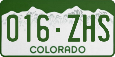 CO license plate 016ZHS