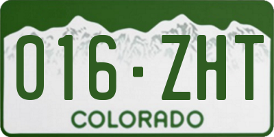 CO license plate 016ZHT