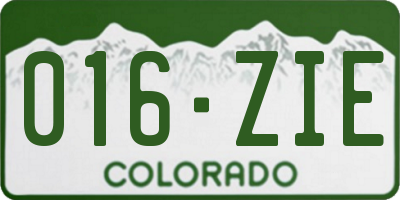 CO license plate 016ZIE