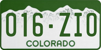 CO license plate 016ZIO