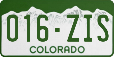 CO license plate 016ZIS