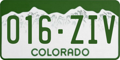 CO license plate 016ZIV