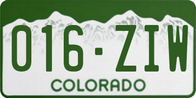 CO license plate 016ZIW