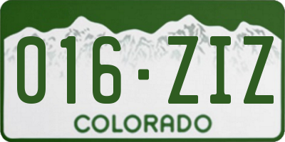 CO license plate 016ZIZ