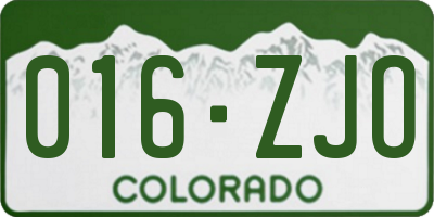 CO license plate 016ZJO
