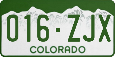 CO license plate 016ZJX