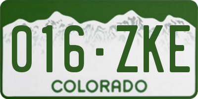 CO license plate 016ZKE