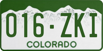 CO license plate 016ZKI