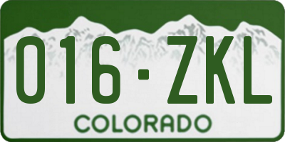 CO license plate 016ZKL