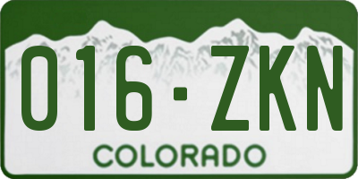 CO license plate 016ZKN
