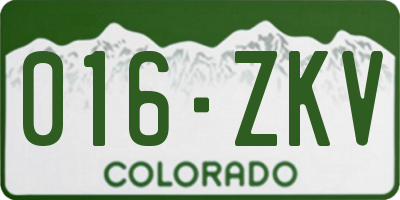 CO license plate 016ZKV