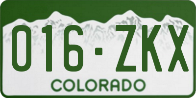 CO license plate 016ZKX