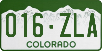 CO license plate 016ZLA