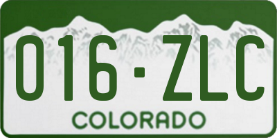 CO license plate 016ZLC