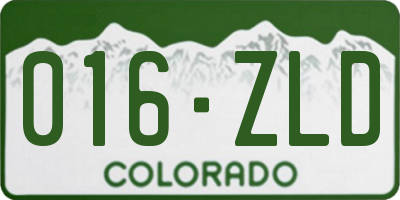 CO license plate 016ZLD