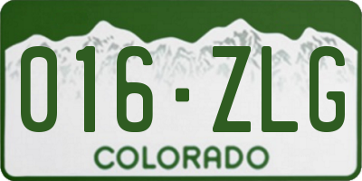 CO license plate 016ZLG