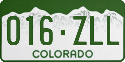 CO license plate 016ZLL