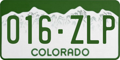 CO license plate 016ZLP