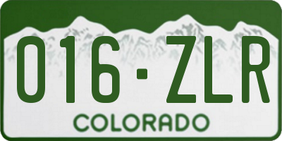 CO license plate 016ZLR