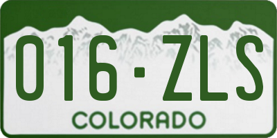 CO license plate 016ZLS