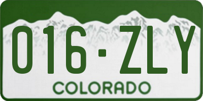 CO license plate 016ZLY