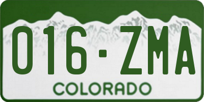 CO license plate 016ZMA