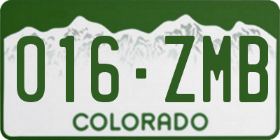 CO license plate 016ZMB
