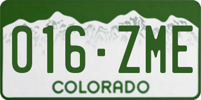 CO license plate 016ZME