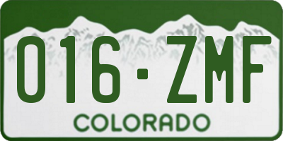 CO license plate 016ZMF